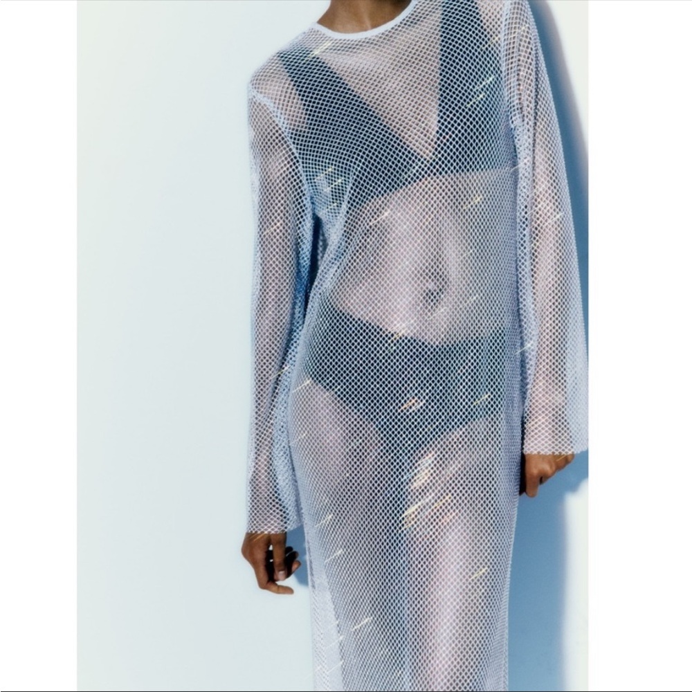 NWT Zara Blue Rhinestone Dress - Picture 10 of 16